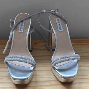 Steve Madden Metallic Silver Platform Heels